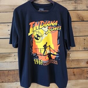 Men's/Unisex Indiana Jones Black Graphic T-Shirt Size XL
